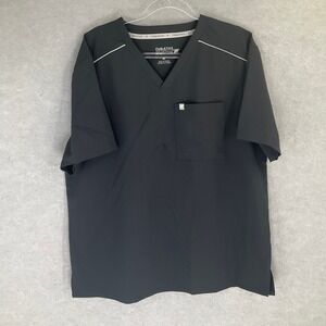 Fabletics Men Black V-Neck Short Sleeve Scrub‎ Top Shirt XL